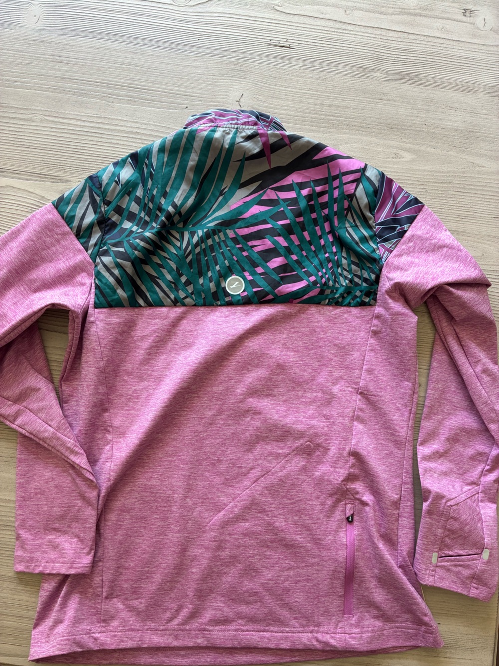 Zoot Wind Swell Palm Pink, Teal & Black Striped Running Jacket - Picture 3 of 8